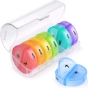 Sukuos Large Weekly pil Organizer 2 keer per dag, Dagelijkse pil doos 7 dagen Eenvoudig te openen met dubbele bescherming, AM PM pil geval voor geneeskunde/Vitamine/Visolie/Supplements (Clear)