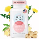 PrimeBiome Probiotic Gummies – Plant-Based Blend with Inulin, Lion’s Mane, Ginger & More– Non-GMO, No Stimulants, GMP Certified – 30 Gummies, 1 Month Supply
