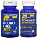 NATUURLIJKE STAKKEN NeuroFuel Nootropic + Dopamine Brain Food Bundle - Ondersteunt Geheugen, Motivatie & Focus* - 135 Totaal Capsules