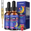 Kids Magnesium Liquid-Magnesium Glycinate Drops for Kids, Citrate Liquid with L-theanine, Chamomile & Vitamin B6 for Sleep, Relaxation, Calm & Focus - Mixed Berry Flavor 2 Fl Oz, 2 Pack