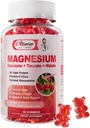 Magnesium Glycinate Gummies, Magnesium Kalium Supplement met Taurate, Malate, Vitaminen D, C, B6, Calcium, Body Ondersteuning, Raspberry Magnesium Gummies voor Volwassenen&Kids