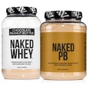 NAKED Whey Chocolate Peanut Butter Protein Powder (21 Servings) + PB Powdered Peanut Butter 2LB (76 Servings) – Grass-Fed; Bulk; Non-GMO; Gluten Free; Soy Free; Vegan