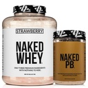 NAKED Strawberry Whey Protein Powder 5LB (61 Servings) + PB Powdered Peanut Butter 1.5LB (45 Servings) – Bulk; Grass-Fed; Non-GMO; Gluten Free; Soy Free; Vegan