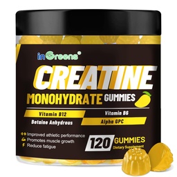 Creatine Monohydrate Gummies 6g for Men & Women, Potent Creatine Supplement, Chewables Creatine for Energy Boost, Increase Strength and Build Muscle, Gluten-Free, Sugar Free,120 Count