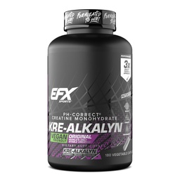 EFX Sports Kre-Alkalyn EFX | pH Correct Creatine Monohydrate Pill Supplement | Vegan Friendly | Strength & Muscle Growth | 90 Servings, 180 Veggie Capsules