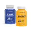 LongLifeNutri Phosphatidylserine 500 mg + Monolaurin 1500 mg Bundle - 180 + 200 Vegetarian Capsules, Memory Strengthening & Gut Balance, GMP Certified, Made in USA