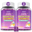 Magnesium Glycinate Gummies For kids - Sugar Free Magnesium Bisglycinate Supplement 200mg with L-theanine, Chamomile, Calcium, B6, D3 & Zinc - for Natural Zzz & Overall Health - Melatonin Free, 2 Pack