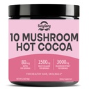 Suiyilary 10 Mushroom Hot Cocoa, 1500mg Collagen, 80mcg Biotin, Sugar Free Keto Cocoa Powder, for Healthy Hair, Skin and Nails, 15 Servings
