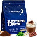 Magnesium Hot Cocoa, Natural Sleep Aid Cocoa Powder, Sleepy Hot Chocolate - Nighttime Relaxation Drink Mix with Zinc Glycinate, L-Theanine & Reishi Mushroom, Melatonin-Free - 30 Servings