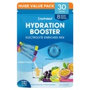 nutrazul Hydration Booster, Electrolytes Powder Sticks with Sodium, Potassium, Vitamin B6 & B12, No Artificial Sweeteners, Acai Berry, Lemon Lime & Passion Fruit Flavor, 30 Sticks, (Pack of 3 x 10)