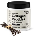 Perfect Keto Collagen Peptides Poudre de protéines avec huile MCT, gazon, collagène hydrolysé, complément de type I & III, crème de café Keto, vanille