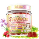 Saffron Extract Gummies with GABA, L-Theanine, Magnesium Glycinate, Phosphatidylserine, DHA, Choline, Zinc, Vitamins B6 B12 C D3-0 Sugar, Natural Berry Flavor - 60 Count for Ages 4+