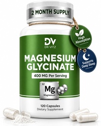 Magnesium Glycinate 400mg Per Serving (200mg Per Capsule) - 120 Vegan Capsules, 2 Month Supply | High Absorption Chelated Magnesium for Sleep, Stress, Muscle & Nerve Support