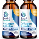 Liquid Collageen en Biotin, 2 Fl. Oz, Ultra-Strength Collageen Supplementen voor vrouwen, Keto Vriendelijke Biotine voor haargroei Vrouwen, Nagels, & Huid Vitaminen B7 Collageno Peptides 