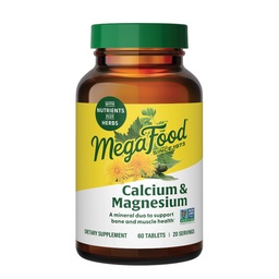MegaFood Calcium Magnesium Supplement - Ondersteunt Bone Health & Heart Health - Magnesium Calcium Supplementen voor vrouwen en mannen - Non-GMO - 60 tabletten (20 porties)