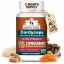 Cancer Sciences Cordyceps Mushroom Supplement Capsules - 1.500mg Organic Mushroom Complex for Wellness, High Potency 40% Beta-Glucans, Immune Support Supplement for Energy & Stamina Booster, 120 Count