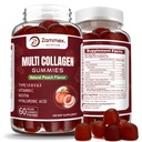 Zammex Multi Collageen Peptides Gummies (Type 1, 2, 3, 5 & 10), 30 Servers, Anti-Aging Collageen Gummy Supplementen voor vrouwen&Men met Biotin Vitamine C, Hyaluronzuur, Peach Flavor