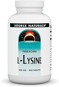 Bron Naturals L-Lysine 500 mg Vrije vorm - Aminozuursupplement ondersteunt energie en vorming van collagen* - 250 tabletten