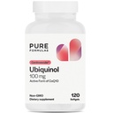 PureFormulas Ubiquinol Supplement CoQ10 for Heart Health & Cellular Energy, Enhanced Absorption, Gluten-Free & Non-GMO, Kaneka Ubiquinol 100mg Softgels – 120 Count