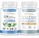 Calcium D-Glucarate with 200mg DIM Supplement for Enhanced Estrogen Balance for Women | Vegan Gluten Free CDG Supplement for Women (90 Servings) with Diindolylmethane Capsules (60 Servings)