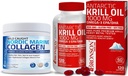 Bronson Marine Collageen Peptides Gehydrolyseerd Proteïne Poeder + Antarctische Krill Oil 1000 mg met Omega-3s EPA DHA