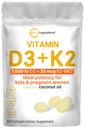 Micro-Ingrediënten Vitamine D3 1.000 IE + K2 MK-7 25 mcg, 300 Softgels 