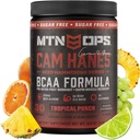 MTN OPS BCAA Powder 2:1:1 Amino Acids Supplement Powder for Rapid Muscle Recovery & Repair with Zero Sugar & Gluten Free - 30-Servings, Tropical Punch, Cameron Hanes Keep Hammering Series