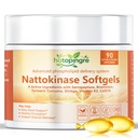 Liposomal Nattokinase 10800 FU Supplement Softgels, Ultimate 8-in-1 Nattokinase Serrapeptase Enzyme Blend w. Bromelain Curcumin CoQ10 K2 MK7 for Circulatory Heart & Digestive Spike -Men & Women