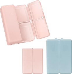 FYYY 2 Stuks Daily Pill Organizer, 7 Compartments Portable Pill Case Travel Pill Organizer,[Folding Design] Pill Box voor Purse Pocket om vitamines te houden, Cod Leverolie, Complementen en Medicatie-Pink+ Marine