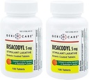 GeriCare Bisacodyl 5 mg Laxative Coated Tablet | Generic for Dulcolax | Stimulant Laxative | Gentle Overnight Constipation Relief 100 Count (Pack of 2)