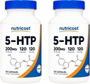 Nutricost 5-HTP 200mg, 120 Vegetarische Capsules (5-Hydroxytryptofaan) - Non-GMO & Glutenvrij (2 flessen)