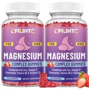 Kids Magnesium Gummies-Magnesium Glycinate Gummies for Kids Supplement-w/Zinc, Chamomile, Omega-3, Vitamin B6, D3 - for Sleep, Relaxation, Brain, Bones, Children's Calm, Sugar Free, 2 Pack Strawberry