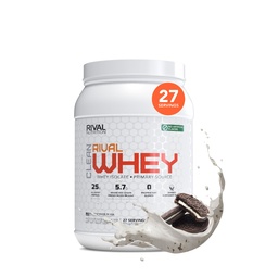 RIVAL NUTRITION Clean Rival Whey Cookies and Cream Protein Powder I Whey Isolate Primary Source I 2 Lb, 27 Servings I No Artificial Flavors or Colors I 25g Protein Per Scoop | Muscle Recovery