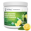 Dr. Berg USDA Certified Organic Green Powder Superfood (60 Servings) - Made with Raw Wheatgrass, Chlorofyl, Trace Minerals & Natural Enzymes - Non-GMO Green Superfood Powder - Citroensmaak