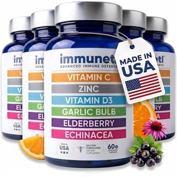 Immuneti Advanced Immune Support – Doctor Formulated 6-in-1 Daily Immunity Supplement – Made in USA – With Vitamin C, D3, Zinc, Elderberry, Garlic & Echinacea - Vital Nutrients & Antioxidants (5)