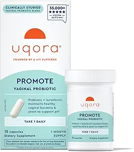 Uqora Promotion - Support Vaginale Gezondheid* - Probiotic for Women with Lactoferrin, Lactobacillus Acidophilus & Lacticaseibacillus Rhamnosus - Vaginale Probiotica - Glutenvrije - 15 Capsules