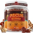 Focus Gummies with 12 Mushrooms, Lion's Mane & Caffeine, Nootropic Brain Gummies for Memory, Cognitive & Energy, Brain Health Supplements for Adults, No Jitters, No Lag, No Crash, Coffee Flavor,120Cts