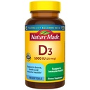 Nature Made Vitamin D3 1000 IE (25 mcg), Vitamine D Supplement voor bot, tanden, spier- en immuungezondheidsondersteuning, 100 Softgels, 100 dagen levering