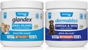 VetNIQUE Dermabliss Omega & Skin Supplement Kauwen voor honden (60ct) & Glandex Anal Gland Support Pindakaas Zachte Kauwen voor honden (60ct) Bundel