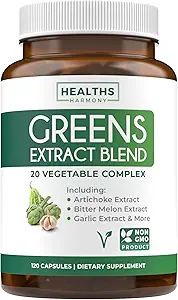 Super Greens Antioxidanten Superfoods 2250mg Supplement - 20 Ingrediënten met Spruitjes, Paddenstoelen, Wortels, Knoflook, Bitter Melon, Artichoke, Selderijzaad, Cayennepeper, Alfalfa NON GMO - 60 Capsules
