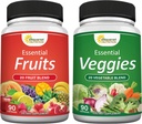 aSquared Nutrition Fruits and Veggies Supplement - 90 Veggie & 90 Fruit Capsules - Superfood Plantaardige Groenen Vitaminen Pillen - Nature's Super Food Alternatief voor Poeder & Gummies