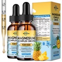 Kids Magnesium Glycinate Liquid Drops, Magnesium for Kids with Calcium, Zinc, L-Theanine, Vitamin D3 K2, C for Sleep, Relaxation, Calm, Focus, Brain,Mood, Bones & Muscles - Pineapple Flavor 2 Pack
