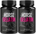 (2 Pack) Horse Gelatin Capsules - Official HorseGelatin Pill Advanced Premium Formula Support Maximum Strength, All Natural Ingredients Vitamin For Overall Health & Wellness, 120 Capsules For 2 Months