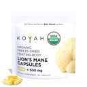 KOYAH - Organic Lion's Mane Mushroom Capsules, Freeze-Dried: 60 Count | 100% Fruiting Body, USA Grown, 500 mg per Capsule, 3rd Party Tested for Beta-Glucans, Brain & Nerve Support. Immune Support.*