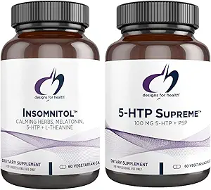Designs for Health 5-HTP + Insomnitol Duo - Mood Supplement, Inclusief Valeriaan, Melatonine en L-Theanine (2 Product Set)
