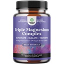 Triple Magnesium Complex Supplement - Hoge Absorptie Magnesium Glycinate, Malate & Taurate Blend voor Spieren, Energie Ondersteuning & Heart Health - Triple Mg Complex 400 mg Capsules - 120 Tel.