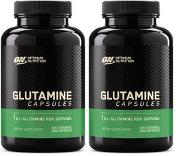 Optimum Nutrition L-Glutamine Muscle Recovery Capsules, 1000mg, 240 Count (Package May Vary) (Pack of 2)