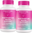 Roze Stork Postpartum Mood Ondersteuning - Postnatale Hormone Balance voor moeders - Borstvoeding Vriendelijk - Stress & Cognitive Support, Postpartum Essentials - Ashwagandha, kamille, & Vitamine D, 120 Capsules