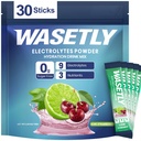 Electrolytes Powder Packets Sugar Free, Lime Cherry Flavor Hydration Packets, Portable Electrolyte Drink Mix for Rapid Hydration, Low Sodium, 30 Sticks Variety Pack