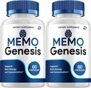 Memo Genesis Supplement Capsules – MemoGenesis Natural Blend Formula Focus Memory Support and Reviews (2 Pack – 120 Capsules)